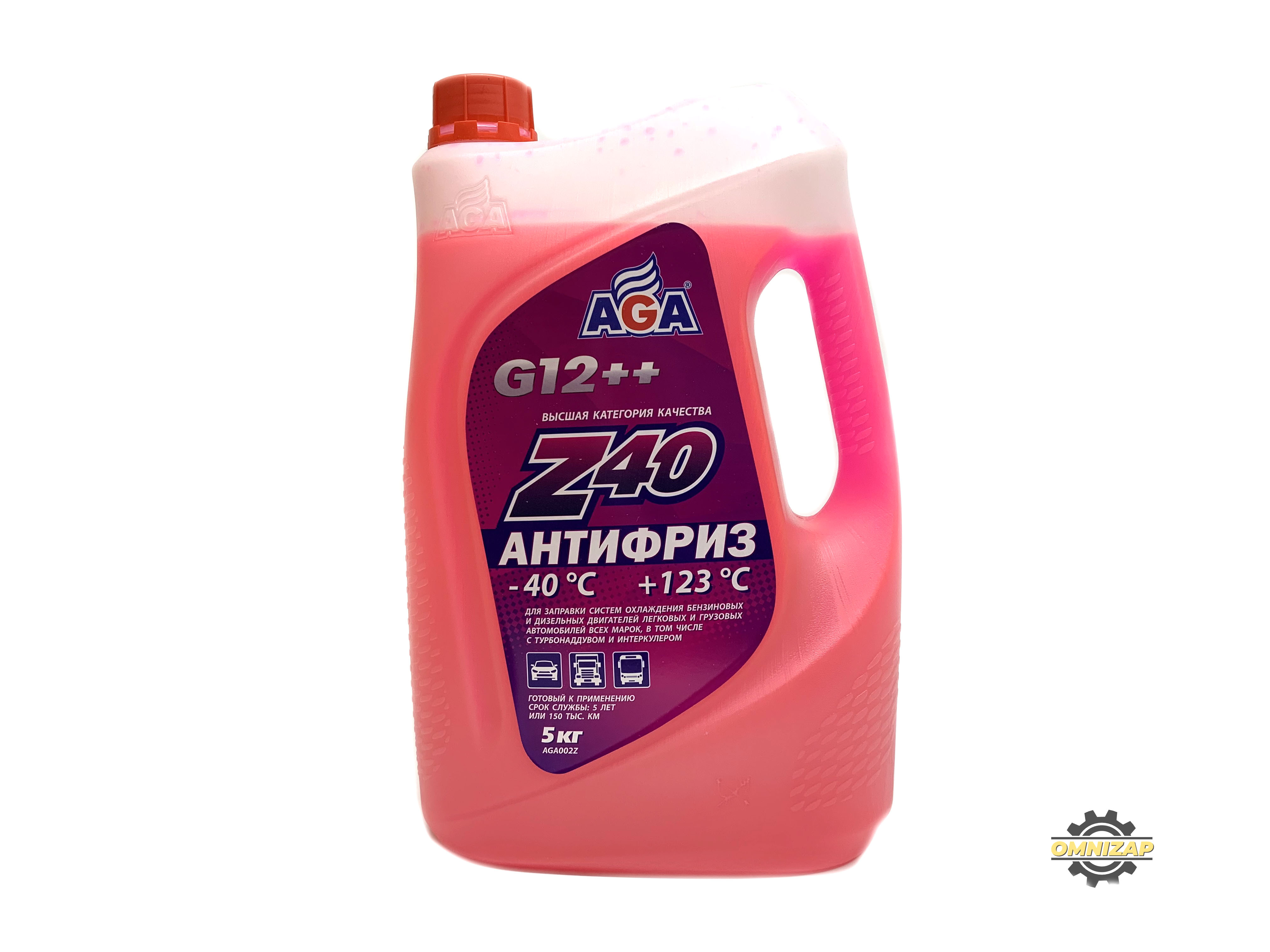 Антифриз AGA Z-40 готовый -40C красный 5 л AGA002Z