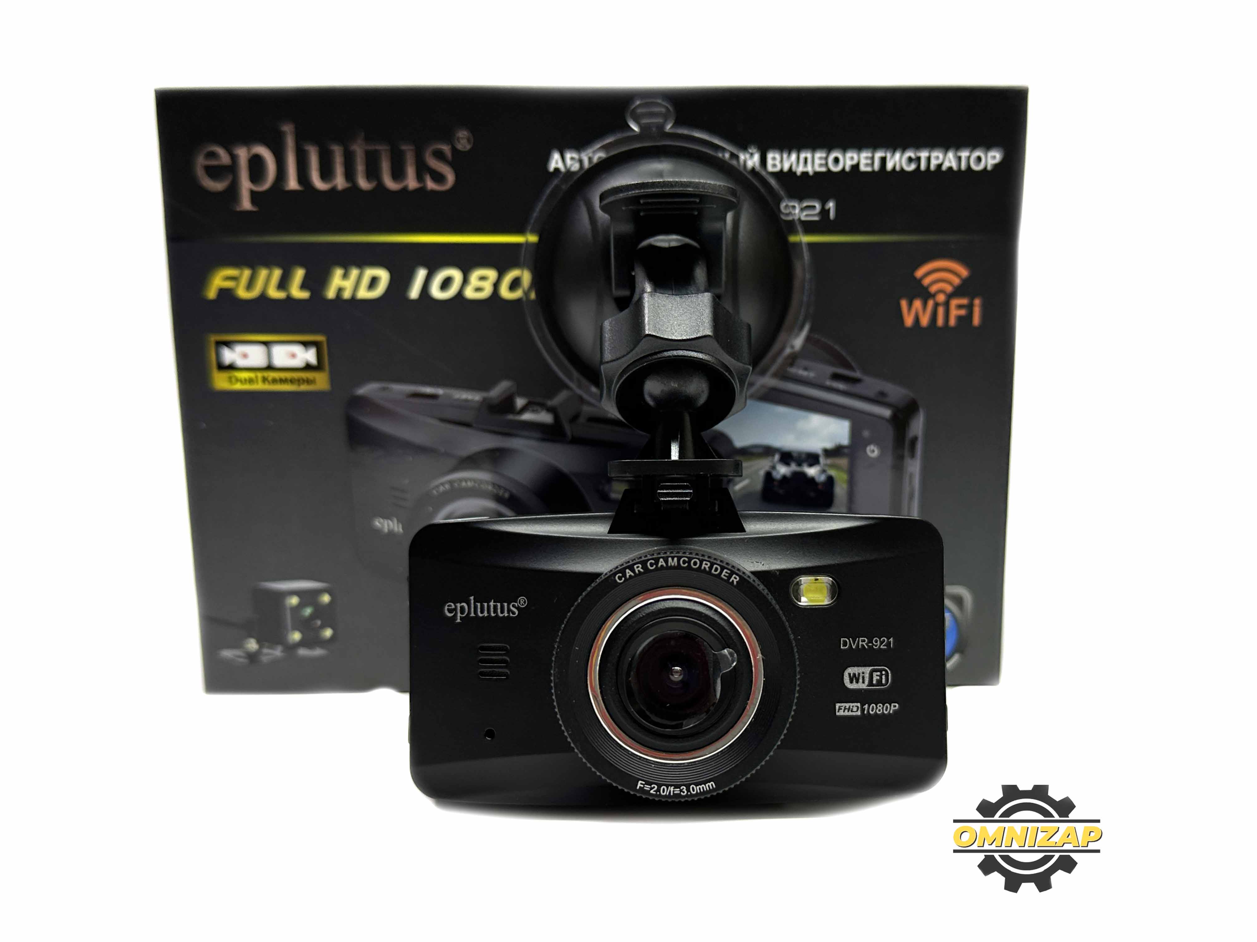 Видеорегистратор Eplutus (Full HD / Обзор 140° / 2 камеры / Wi-Fi / DVR-921)